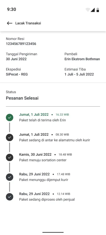 Lacak Transaksi Sampai