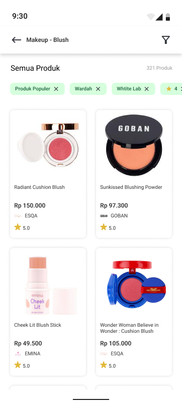 Product List After Filtered